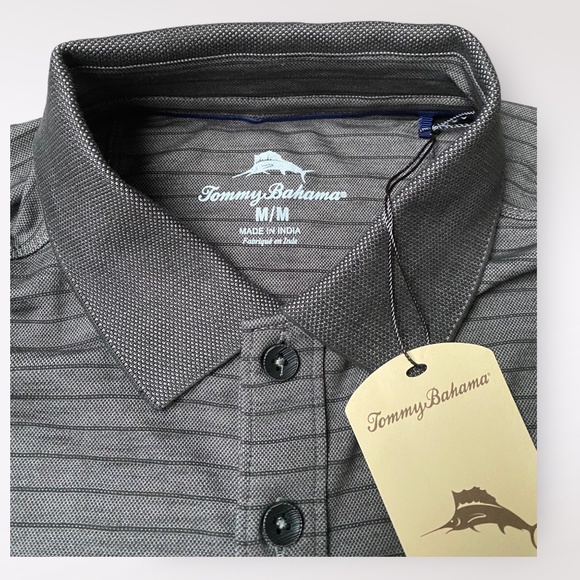 NWT - TOMMY BAHAMA Coal stripped polo Size M - Picture 2 of 6